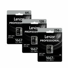Lexar 1667x SDXC Professional 64GB 128GB 256GB Memory Card 250MB/s SD Class 10