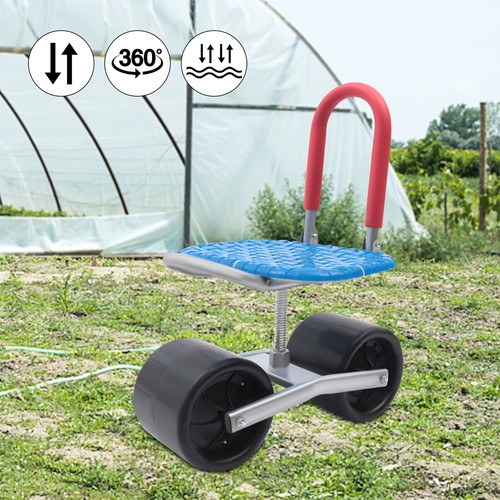 Cart Rolling Work Seat Stool Planting Picking Weeding Garden Adjustable Height