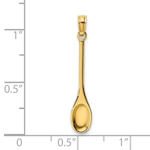 14k 14kt Yellow Gold Polished 3-D Wooden Spoon Charm PENDANT 22.9 mm X 5.1 mm - Picture 3 of 5