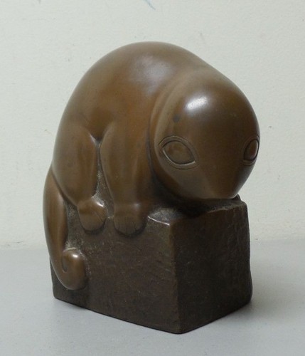 MID-CENTURY CAST BRONZE SCULPTURE, CUSCUS by MARIAN WEISBERG - POSSUM / OPOSSUM - Picture 8 of 10