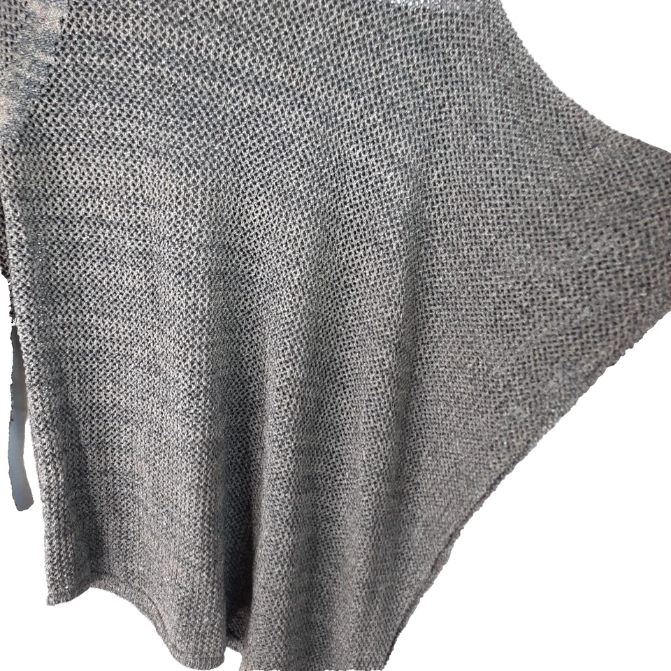 Per Se Asymmetric Sleeve Poncho Sweater Size XS Open Knit Gray Fairy Grunge Boho - Image 4 of 4