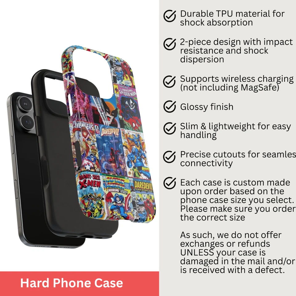 Винтажный чехол для телефона iPhone Samsung Galaxy из комиксов с супергероями и мультфильмами - Изображение 2 из 4