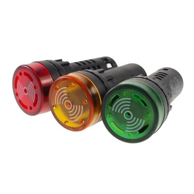 Yellow Red Green 3PCS A set LED Indicator Light with Buzzer 12VDC 22mm Diameter