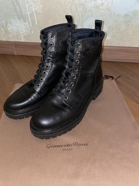 Women Gianvito Rossi Boots Black Leather 38.5