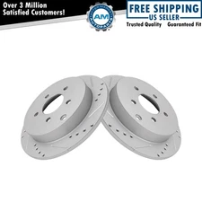 Performance Rear Drilled Slotted Coated Brake Rotor Set for GM New