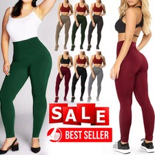 Ladies High Waist Tummy Control Leggings Thick Brushed Fleece Elasticated Waist