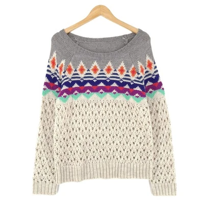 Nordic Pullover Beige Skandinavisch Fair Isle Vintage Ub0 Größe S - Bild 1 von 4
