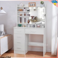 Vanity Set with Led Lights Makeup Desk Dressing Dresser Desk Table with 5 Drawer