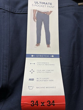 NWT Greg Norman Men's Luxury Microfiber Ultimate 5-Pocket Pants, Blue, SZ 34X34