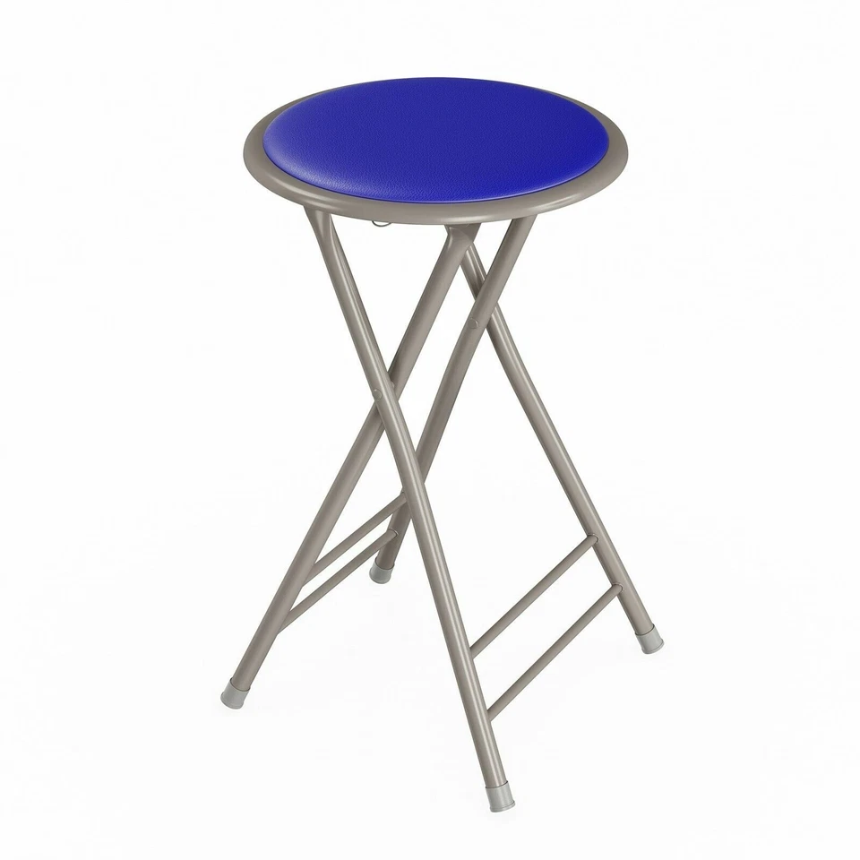 Padded 24 Inch Cushioned Folding Stools Easy Storage Holds 300 Lbs - Image 2 of 4