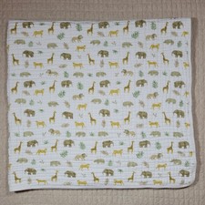 Aden Anais Animal Baby Blanket Giraffe Elephant Hippo Brown White Padded Muslin