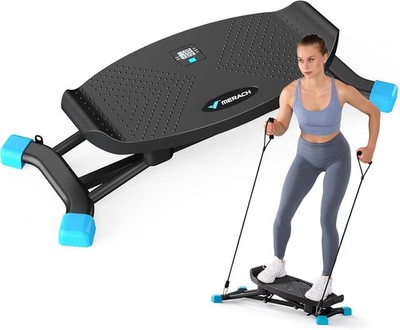 Slide Stepper with Resistance Bands, Ski Simulator Featuring LCD Monitor
