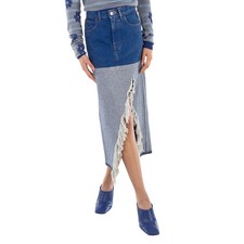 Marni Bleached Coated Denim Midi Skirt, Brand Size 38 US Size 6