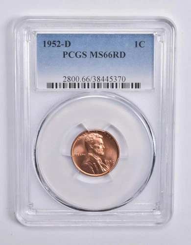MS66 RD 1952-D Lincoln Wheat Cent PCGS Blue Lbl *3958