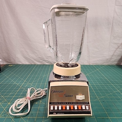 Vintage 1970's OSTERIZER Cycle Blend 10-Speed Blender 644 Chrome Tan Tested