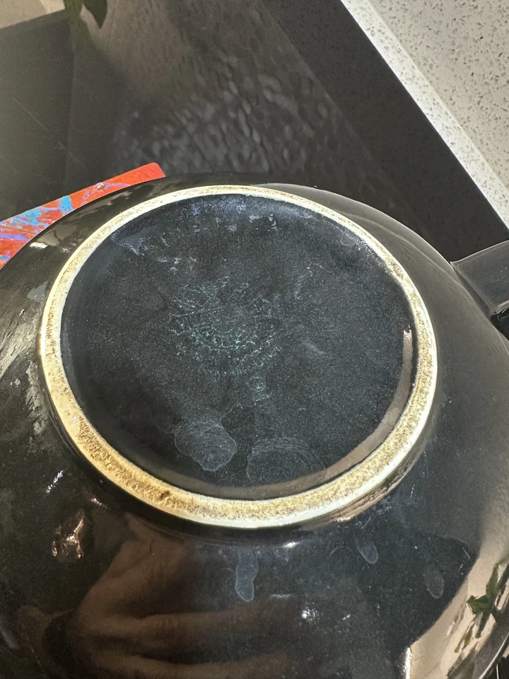 Art Deco V&B Villeroy Boch 1.3pt Biarritz Diamant Teapot Black Yellow  - Image 4 of 4