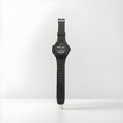 Sport Watch Men Black Japan Movement Stainless Steel Back 