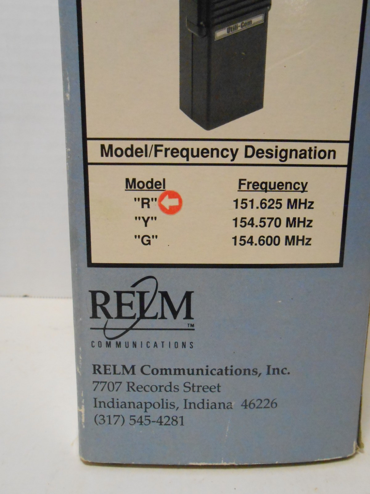 VTG 1989 RELM Utili-Com 151.625 MHz VHF Two Way Radio -Crystal Radio NIB 2 mi. 