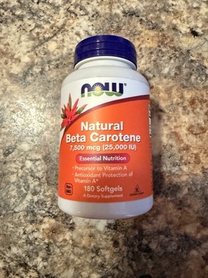 NOW Foods Natural Beta Carotene 25,000 Iu (7,500 mcg) 90 Sgels