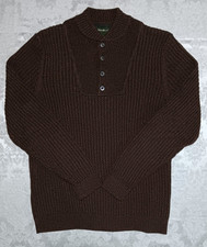 Eddie Bauer Sweater 4 Button Henley Men Sz Med 100 Cotton Baumwolle Thick Knit