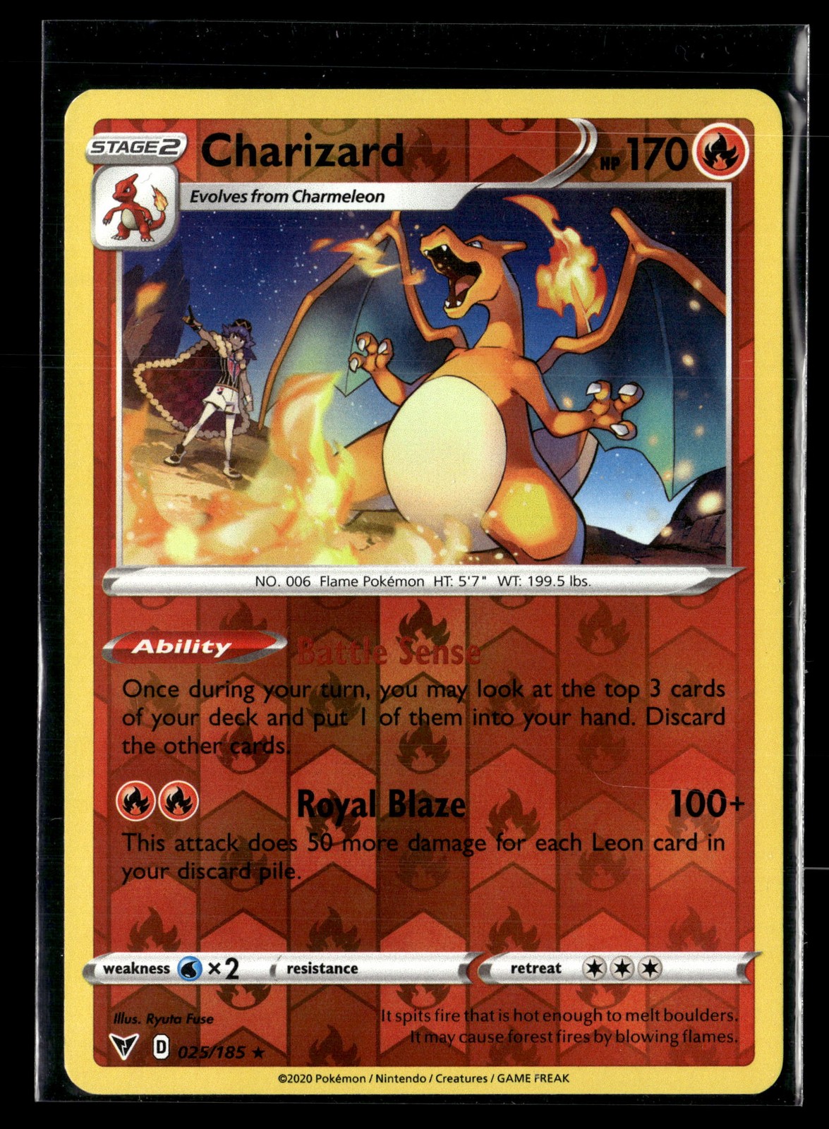 Charizard 025/185 Reverse Holo SWSH04: Vivid Voltage NM
