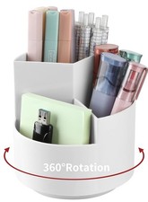 Desk Pencil Pen Holder, 3 Slots 360-Degree Spinning Organizers, Desktop Stora...