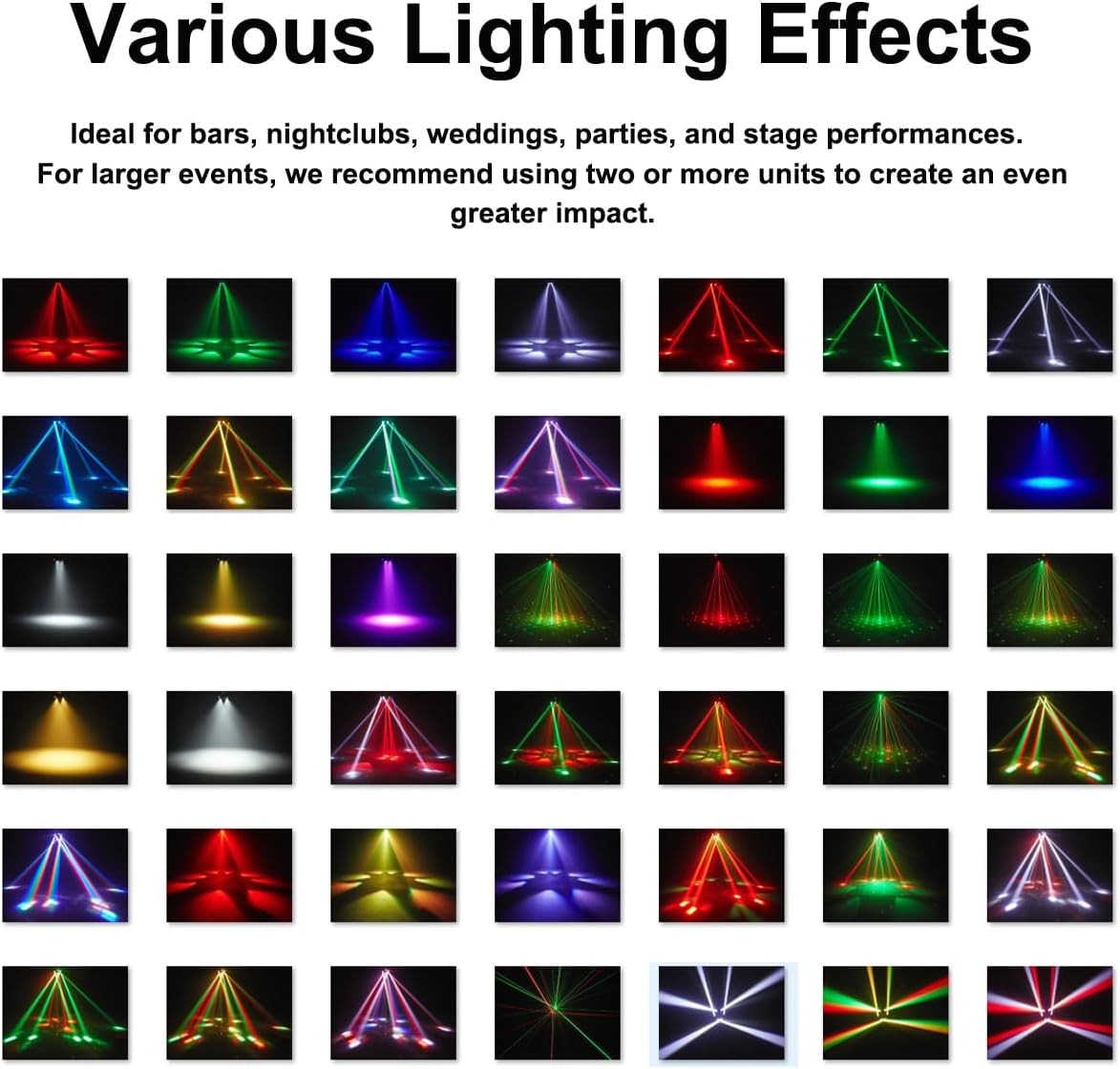 6 Arms Stage Light LED Moving Head Beam Light Bee Eye Laser DJ Disco Party Club