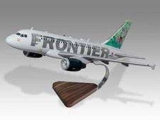 Airbus A318 Frontier Airlines Stu the Hare Desk Wood Airplane Model Large 1/72