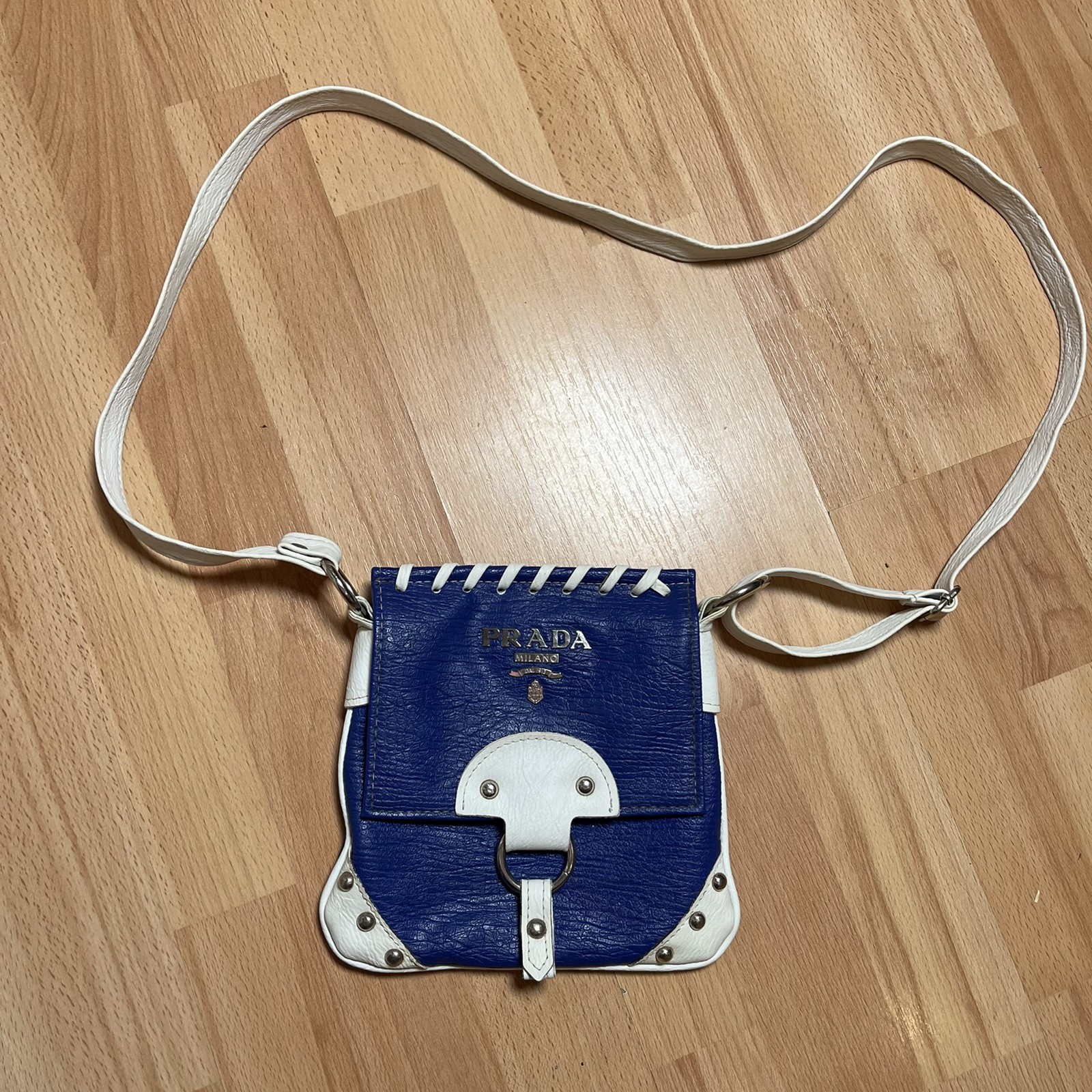 Prada Blue and White Crossbody Bag-image
