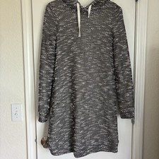 Fabletics Women’s Yukon Textured Lined Hooded Sweater Dress Black & White - S