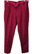 Anne Klein Womens M Pull-On Ankle Pant Burgundy Ponte Knit Stretch
