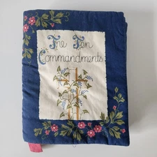THE TEN COMMANDMENTS Completed Cloth Fabric Child Soft Quiet Book Baby Gift Blue