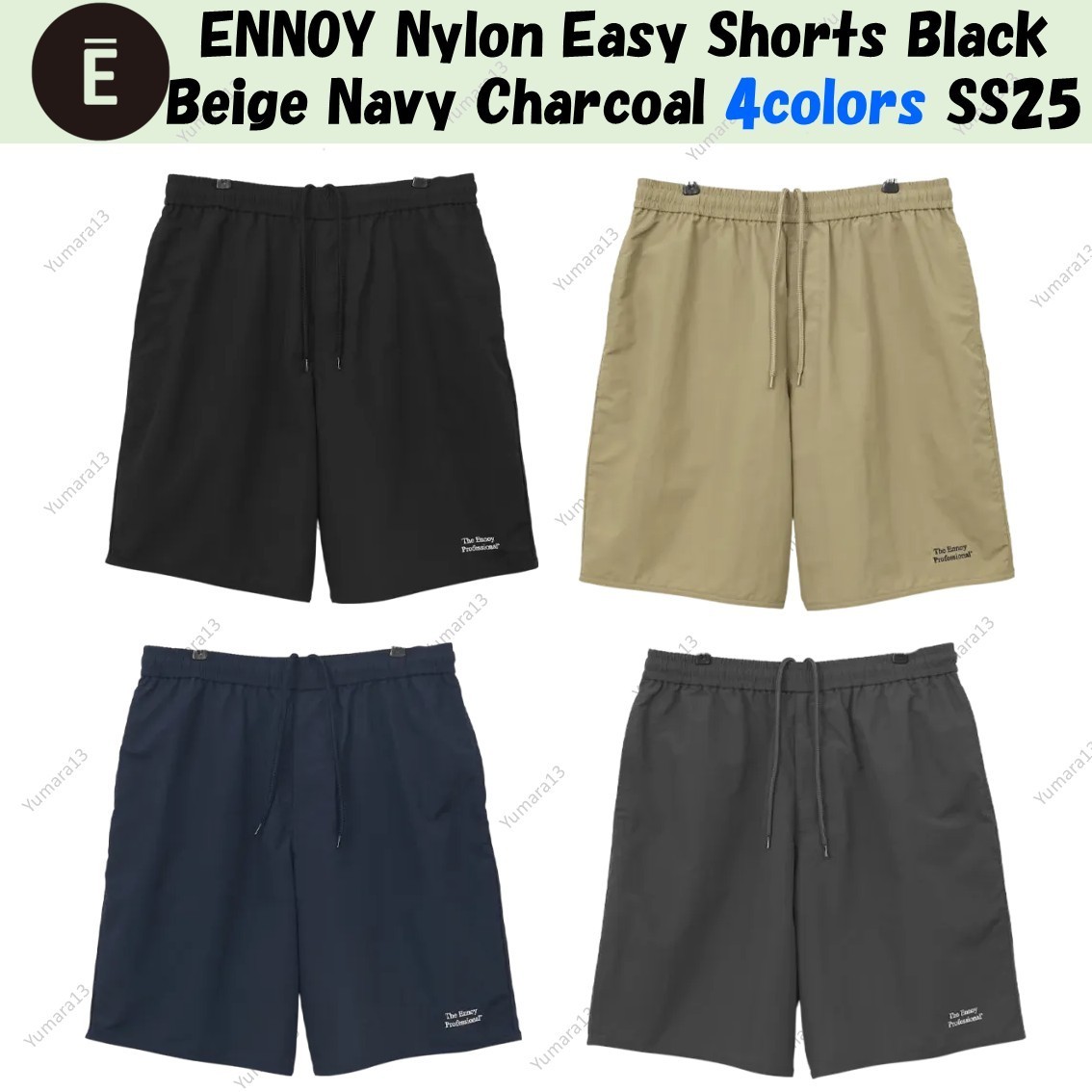 ENNOY エンノイNYLON EASY SHORTS Navy ENNOY Nylon Easy Shorts Black Beige Navy Charcoal 4colors