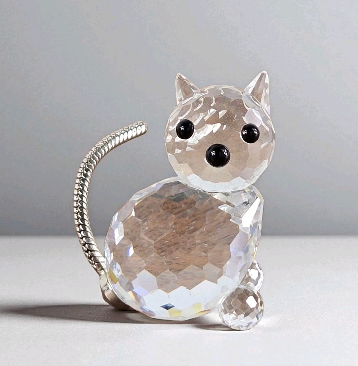 Swarovski　猫　2点　置物 Swarovski Cat Crystal Figurine Retired 3.3 mm Kitty Silver Tail