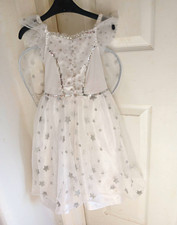Girls White Angel/Fairy Fancy Dress Star Print Dress with Wings Size 4-5