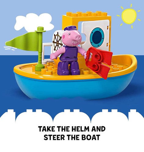 LEGO DUPLO Peppa Pig Boat Trip Bath Toy, Building Block Learning Set with 2 Pepp - Picture 5 of 5