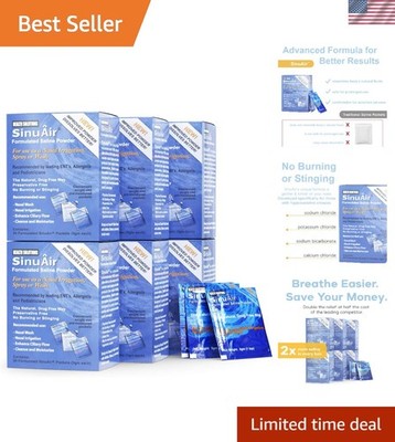 SinuAir Sinus Rinse Salt Solution - Saline Powder for SinuPulse System, Neti ...