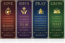 Set of 4 Inspirational Scripture Church Banners for Worship Decor
