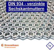 DIN 934 Sechskant Mutter verzinkt Kl.8 M2 M3 M4 M5 M6 M8 M10 M12 M14 M16 M18 M20