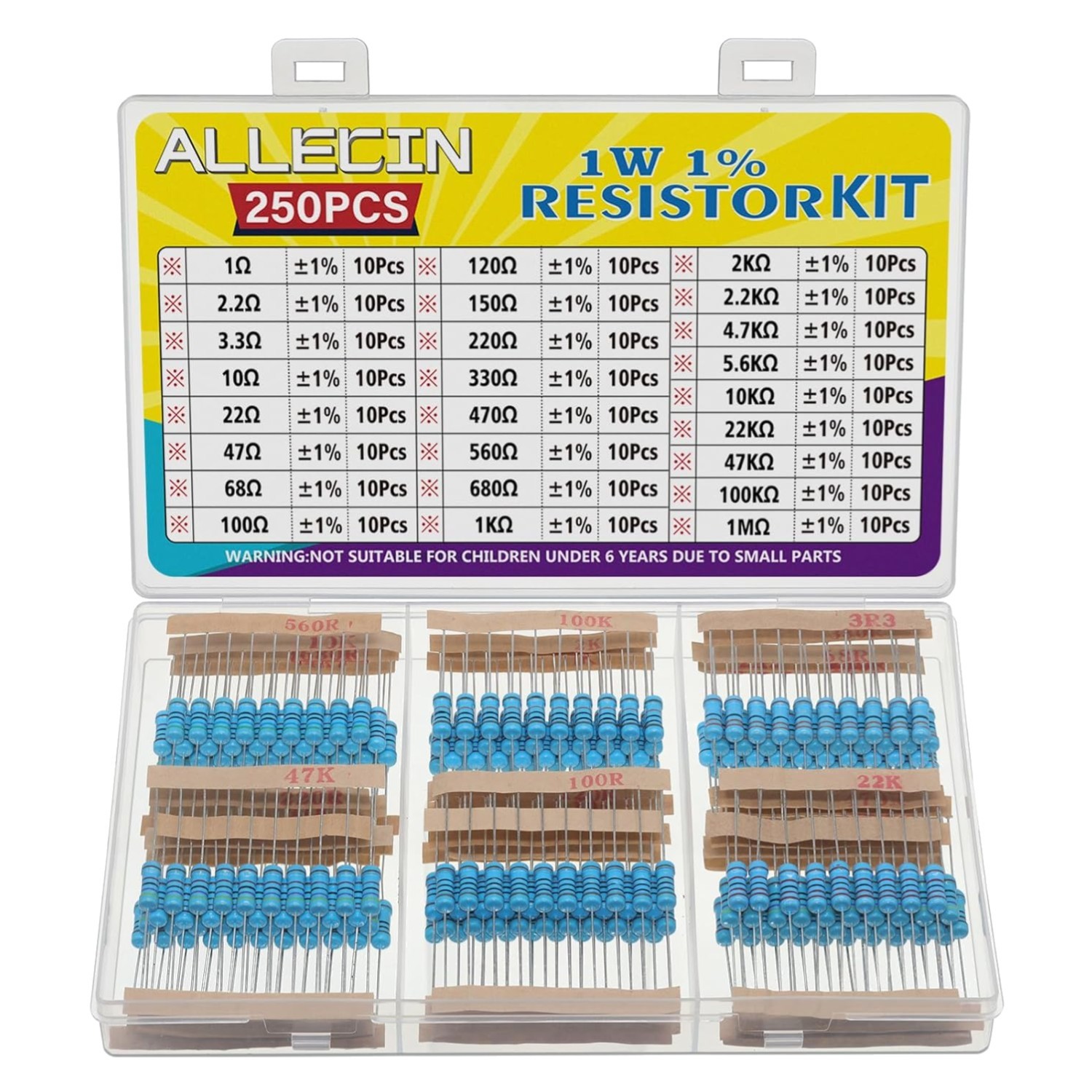 GmbH Widerstands-Sortiment 400 Teile – 20 Werte Von 1 Bis 1M, 0,5W, 1% Toleranz – Für Experimente & Reparaturen Widerstands Sortiment 400 Teile