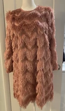 ANTHROPOLOGIE Hutch Chevron Fringe Mini Flapper Rose/Pink Statement Dress XXS