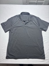 Under Armour Polo Shirt Mens XL XLarge Gray Striped Heat Gear Golf
