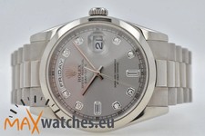 Rolex Oyster Perpetual Day Date 36 18k White Gold Weißgold Diamond Dial 118209