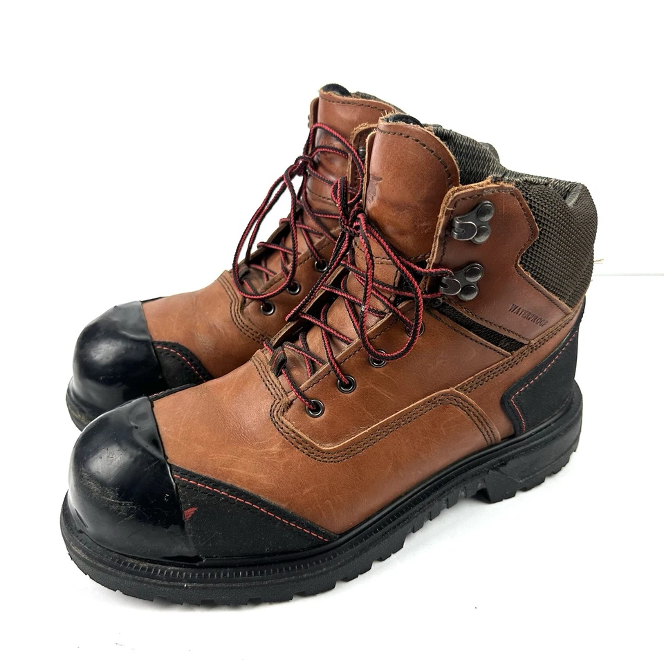 Red Wing Boots Mens 7.5 Brown Leather Lace Up Safety Cap Toe Workwear 4803 READ - Image 2 of 4