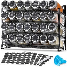 Spice Rack Organizer for Cabinet, Spice Organizer with 28 Empty Spice Jars with