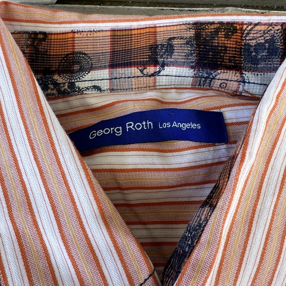 Camisa Georg Roth Of Los Angeles Diseño Informal Botón Delantero Para Hombre XL Naranja Foto 2 de 4