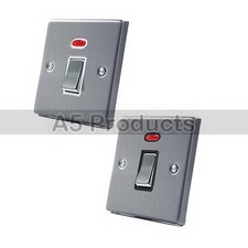 20 Amp Double Pole Water Heater Single Switch Satin Brushed Matt Chrome Square