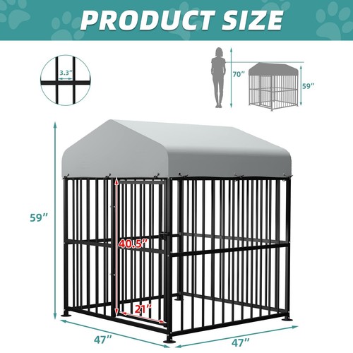 Large Outdoor Dog Kennel Heavy Duty Dog Cage with Cover Roof, Dog Playpen Fence - Picture 10 of 47