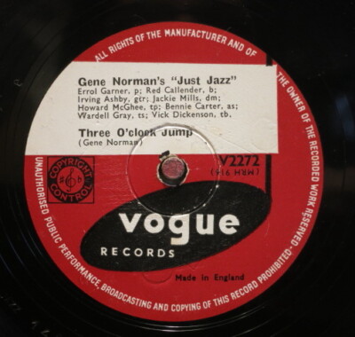 Gene Norman`s 78 RPM / Three O`Clock Jump & Four O`Clock Jump (081-0620-P)