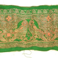 1m 3 foot LONG Old Antique India SARI Saree TRIM Embroidered Textile 652j3